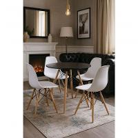 Jogo Mesa Eiffel Eames Moderna 80cm Preta Sala Jantar E 4 Cadeiras Eiffel Branca - 1