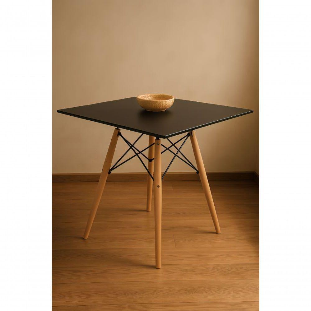 Conjunto Mesa De Jantar Eiffel Quadrado Eiffel 90cm Preta Com 4 Cadeiras Charles Eames Preta. - 3