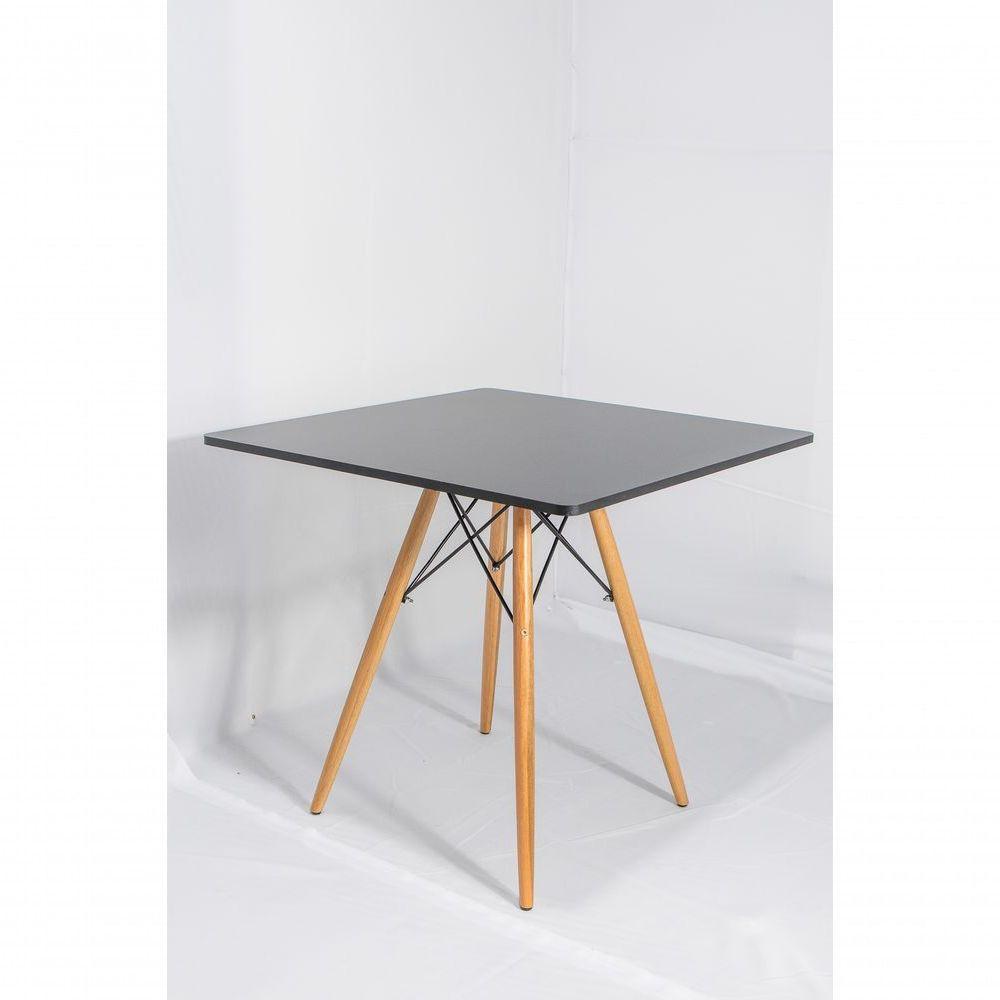 Conjunto Mesa De Jantar Eiffel Quadrado Eiffel 90cm Preta Com 4 Cadeiras Charles Eames Preta. - 4