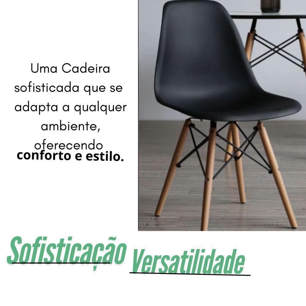 Jogo Jantar Mesa Moderna Eames Eiffel 90cm E 4 Cadeiras Eames Eiffel Preta. - 9