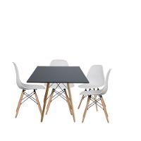 Conjunto Cozinha Sala Jantar Mesa Eiffel Quadrada 80cm Preta Com 4 Cadeiras Eiffel Eames Branca - 2