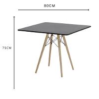 Conjunto Cozinha Sala Jantar Mesa Eiffel Quadrada 80cm Preta Com 4 Cadeiras Eiffel Eames Branca