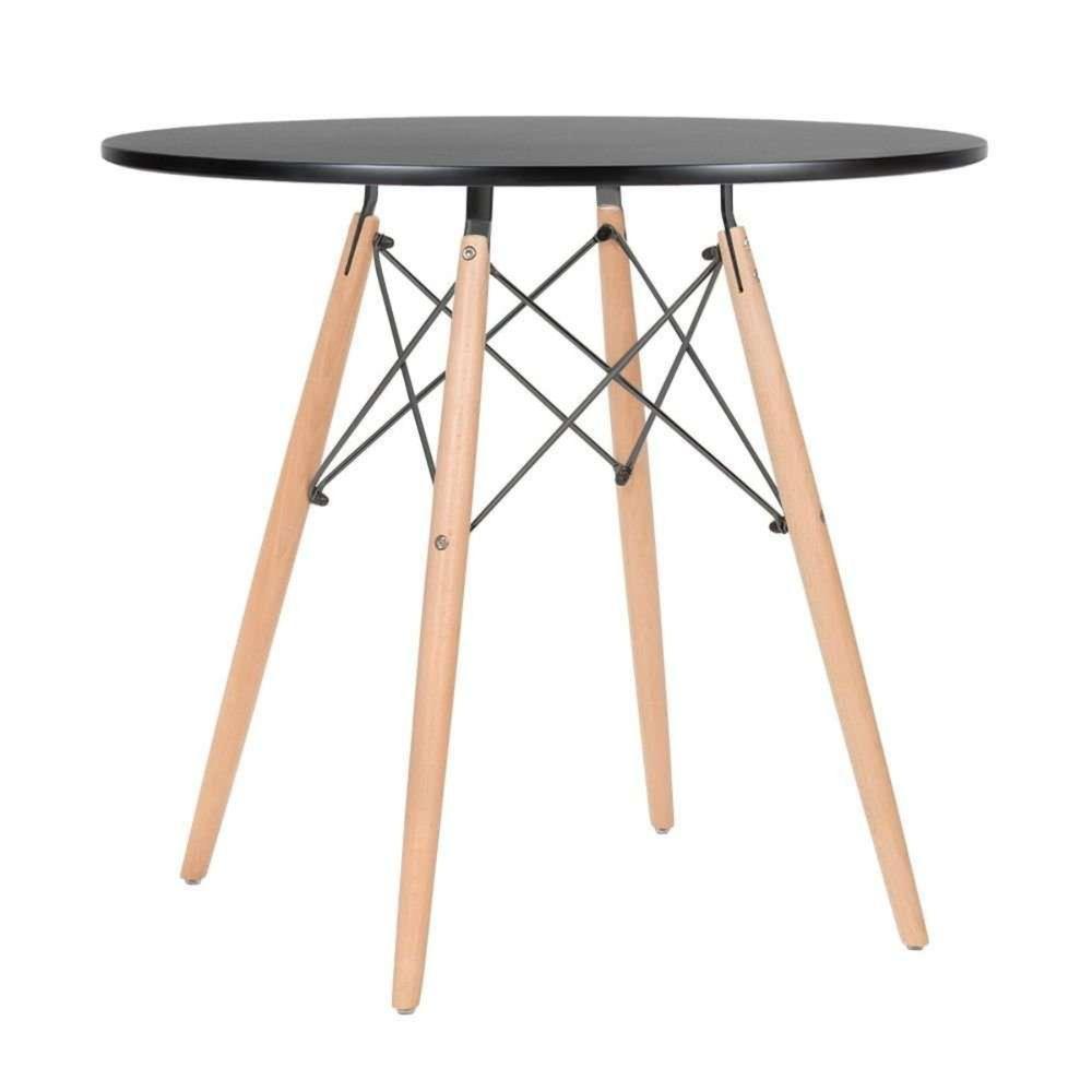 Conjunto Moderno Sala Jantar Eiffel 90cm Mdf E 4 Cadeiras Eiffel Eames Cor Preto - 4