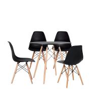 Conjunto Moderno Sala Jantar Eiffel 90cm Mdf E 4 Cadeiras Eiffel Eames Cor Preto - 2