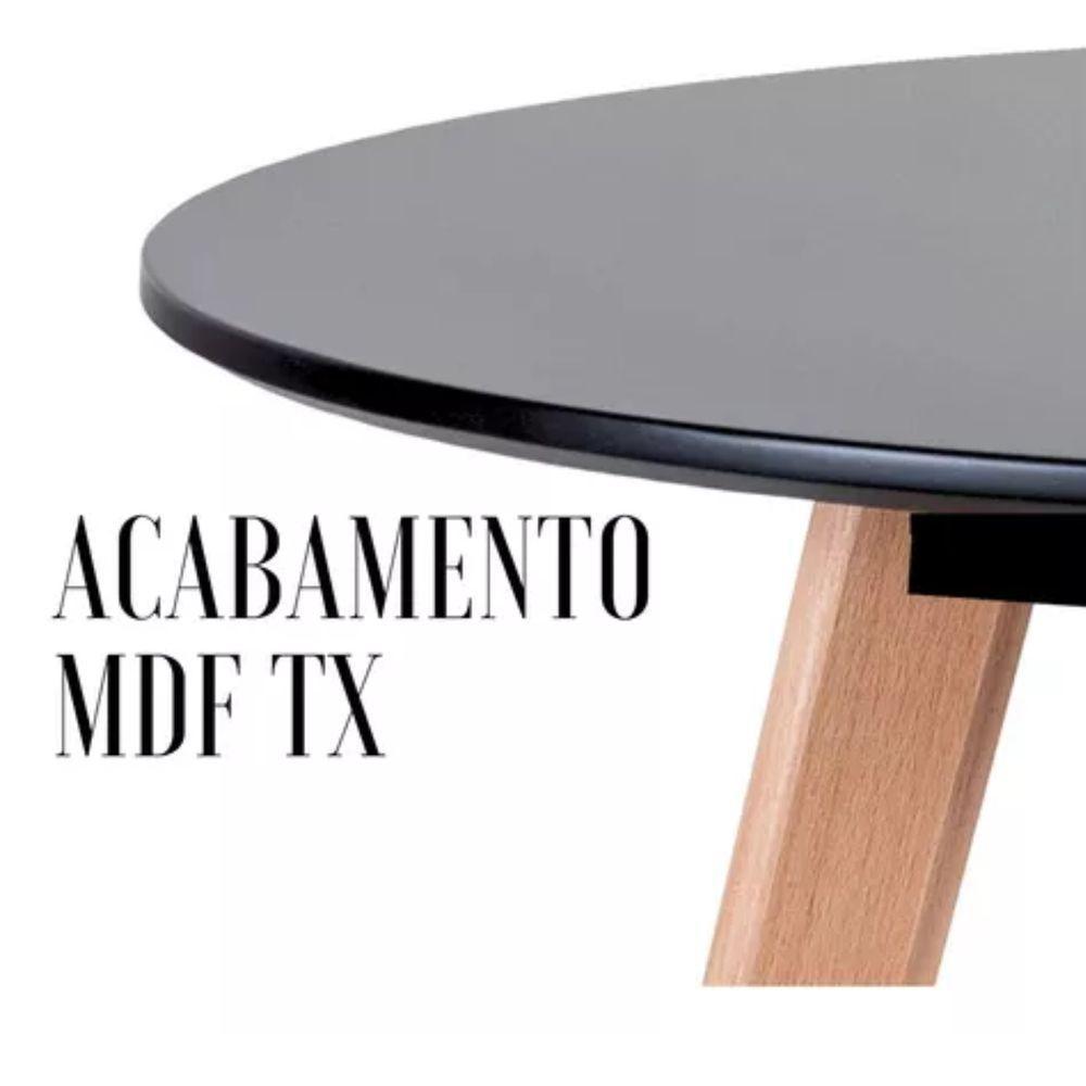 Jogo Cozinha Sala Jantar Mesa Leda 80cm Redonda Com 4 Cadeiras Eiffel Eames Cor Preto - 4