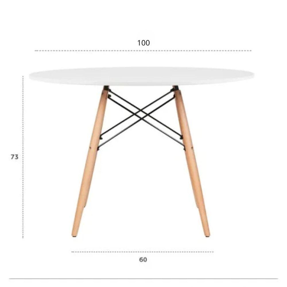 Conjunto Moderno Mesa 100cm Eames Eiffel Mdf Com 4 Cadeiras Leda Wood Elegante Cor Preto - 4