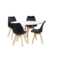 Conjunto Moderno Mesa 100cm Eames Eiffel Mdf Com 4 Cadeiras Leda Wood Elegante Cor Preto - 3