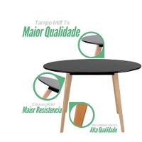 Conjunto Sala De Jantar Elegante Mesa 80cm Redonda Com Cadeiras Estofadas Cor Preto Leda Saarinen Retrô Moderna - 6