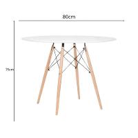 Conjunto Mesa Jantar Redonda Eiffel Mdf Branco 80cm Com 4 Cadeiras Charles Eames Pretas Elegante - 3