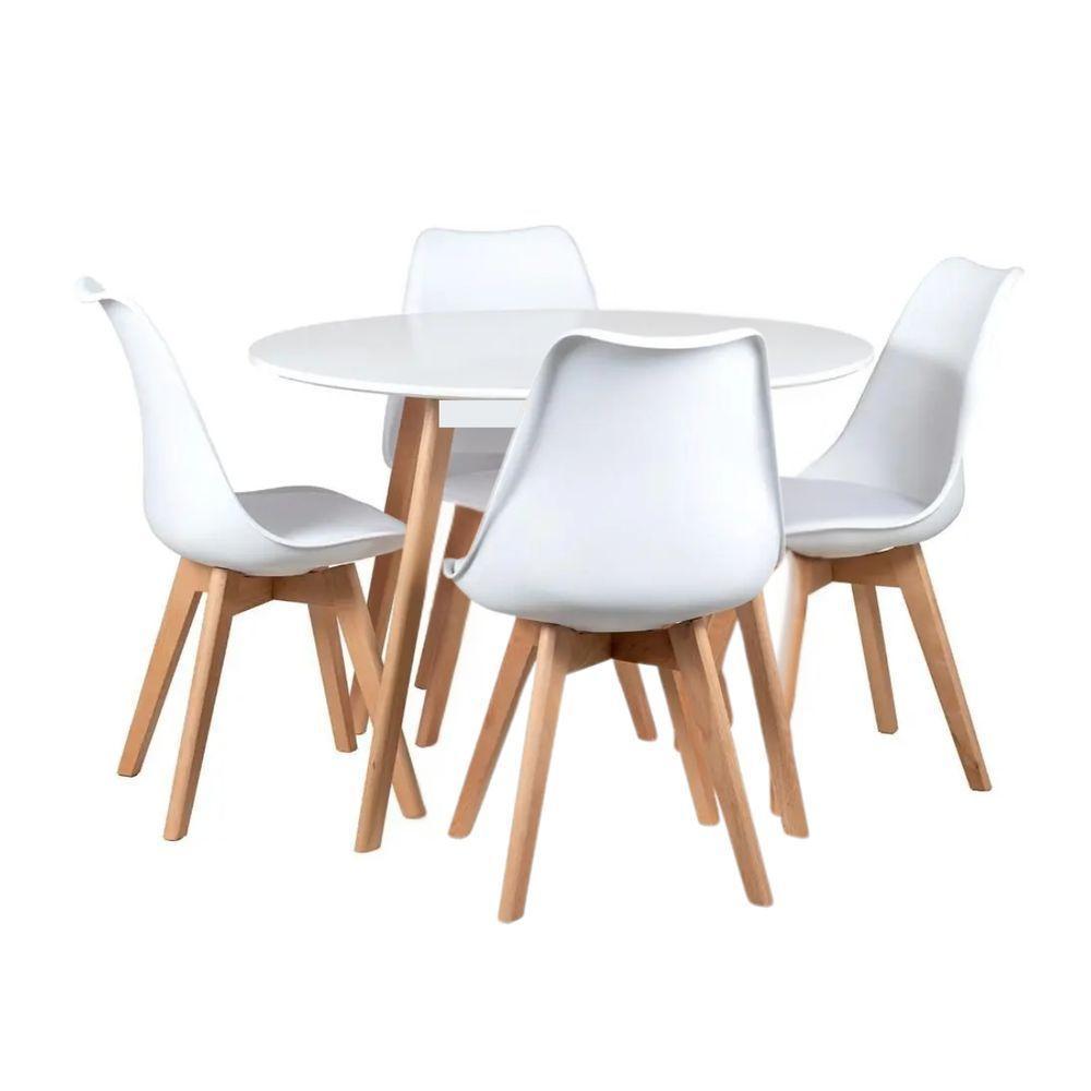 Conjunto Mesa Redonda Leda Saarinen 80cm Com 4 Cadeiras Estofadas – Design Moderno E Conforto - 3
