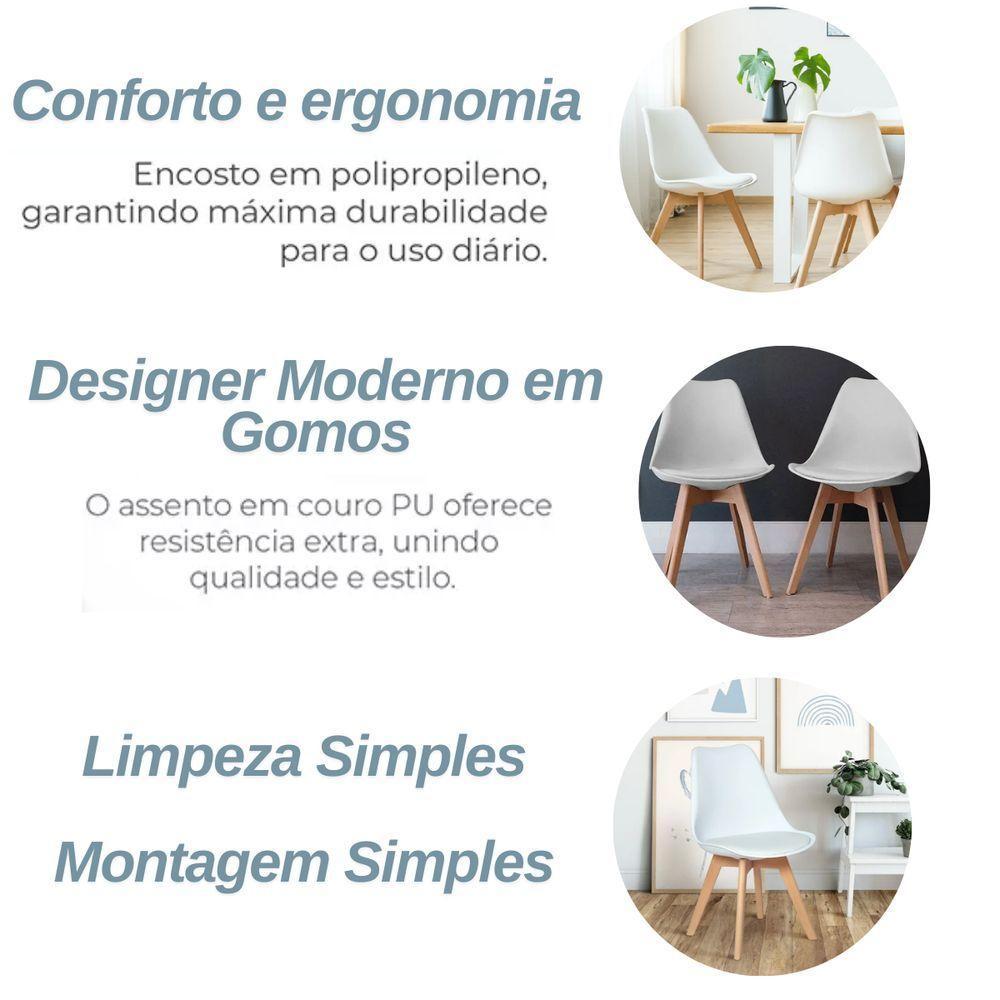 Conjunto Mesa Redonda Leda Saarinen 80cm Com 4 Cadeiras Estofadas – Design Moderno E Conforto - 5
