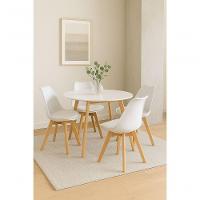Conjunto Mesa Redonda Leda Saarinen 80cm Com 4 Cadeiras Estofadas – Design Moderno E Conforto - 1