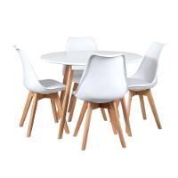 Conjunto Mesa Redonda Leda Saarinen 80cm Com 4 Cadeiras Estofadas – Design Moderno E Conforto - 3