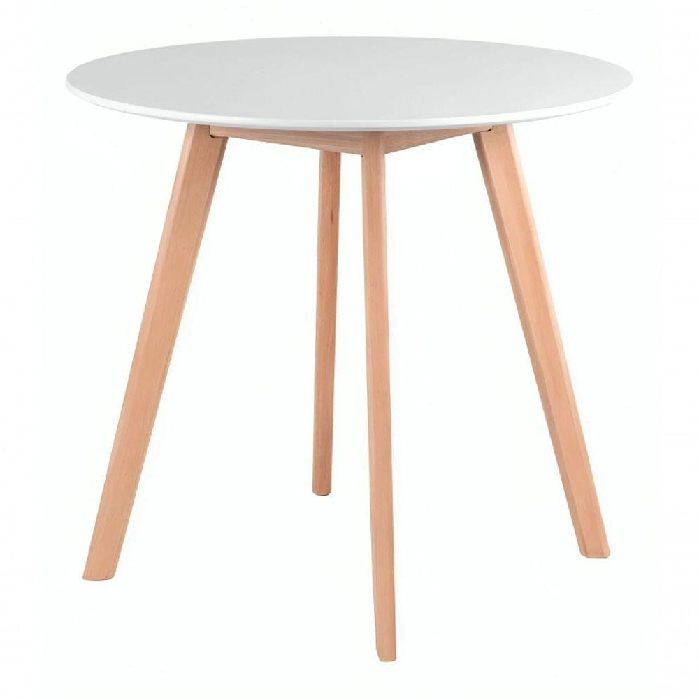 Conjunto Mesa De Jantar Moderna Leda 90cm Branca Com 4 Cadeiras Wood Leda Branca. - 5