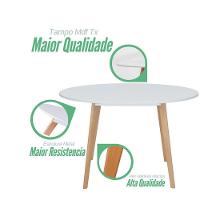 Conjunto Mesa De Jantar Moderna Leda 90cm Branca Com 4 Cadeiras Wood Leda Branca.