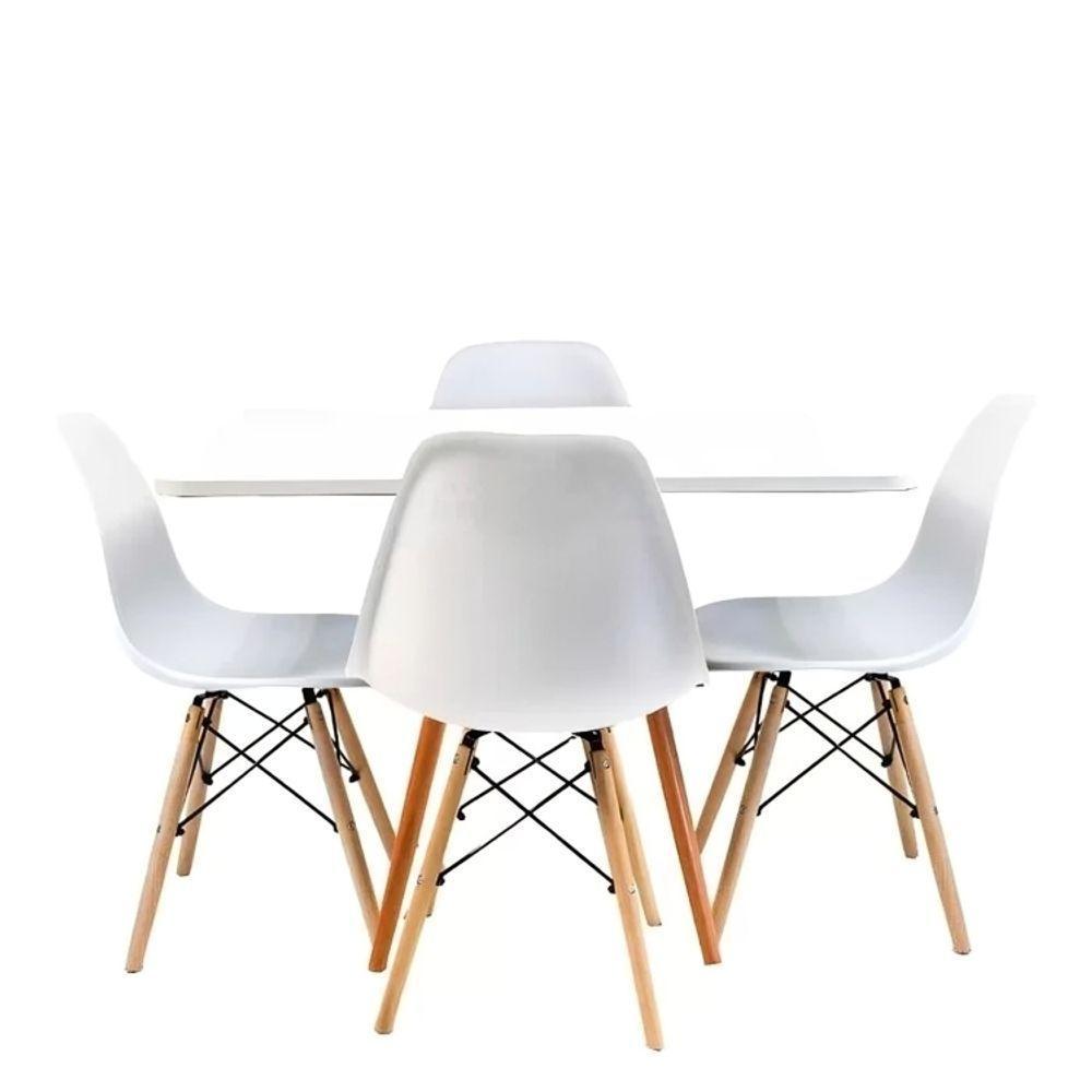 Conjunto Mesa Eiffel Branca Quadrada Branca 80cm E 04 Cadeiras Eiffel Eames Branca. - 6