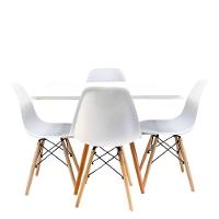 Conjunto Mesa Eiffel Branca Quadrada Branca 80cm E 04 Cadeiras Eiffel Eames Branca. - 6