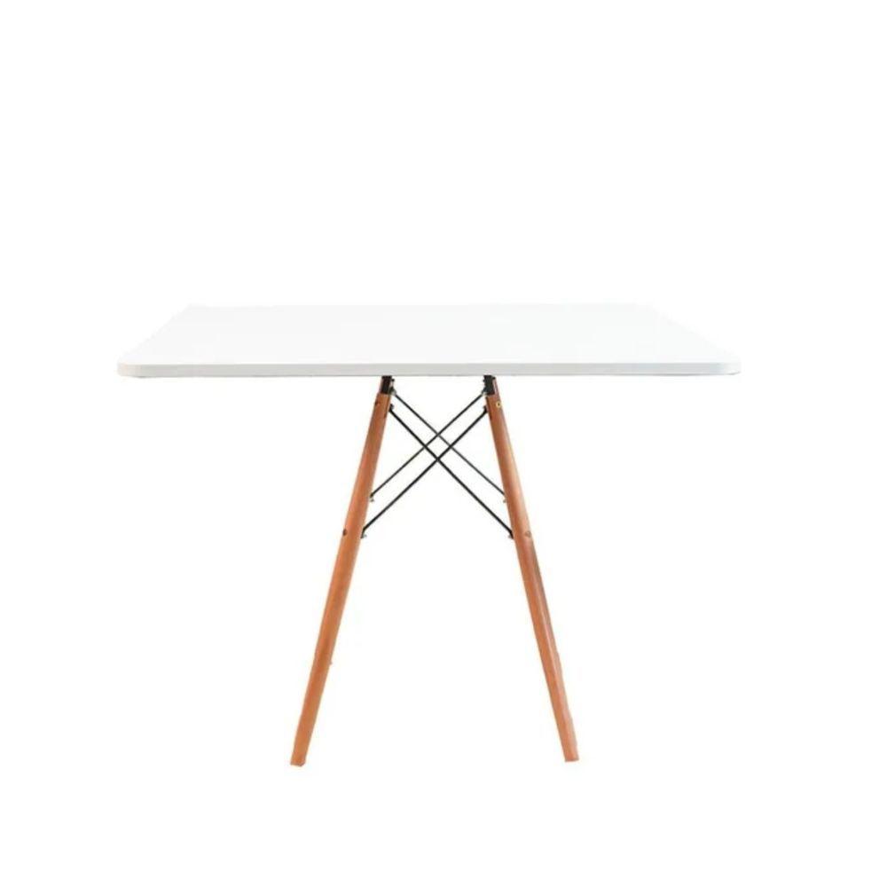 Jogo Sala Cozinha Jantar Moderno Mesa Eiffel 80cm Mdf Com 4 Cadeiras Leda Wood Cor Branco - 6