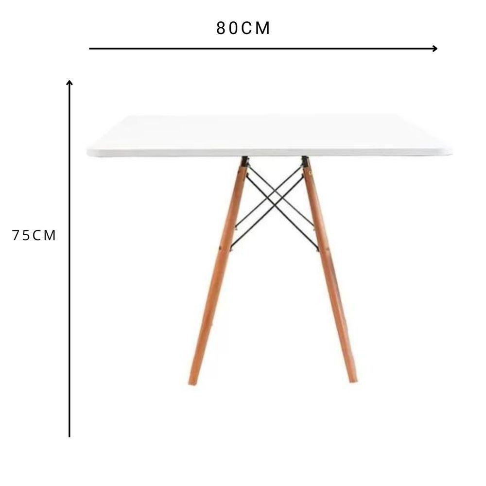 Jogo Sala Cozinha Jantar Moderno Mesa Eiffel 80cm Mdf Com 4 Cadeiras Leda Wood Cor Branco - 10