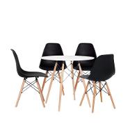 Jogo Jantar Cozinha Sala Mesa Eiffel 80cm Mdf Branco E 4 Cadeiras Eiffel Eames Preta - 3