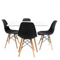 Conjunto Mesa Jantar Quadrada Eiffel Mdf Branco 80cm Com 4 Cadeiras Charles Eames Pretas - 2