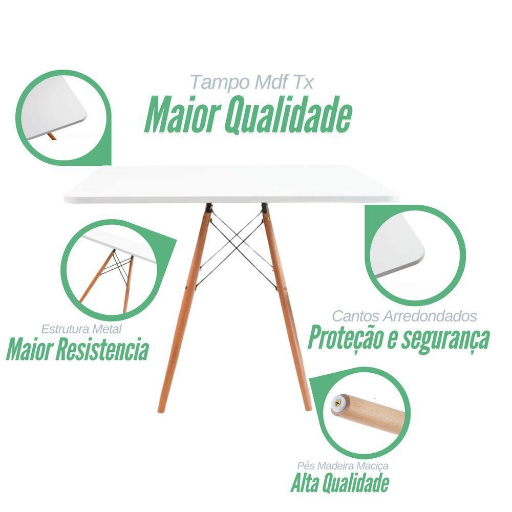Conjunto Mesa Eiffel Quadrada 90cm Branca Com 4 Cadeiras – Design Moderno E Conforto! - 3