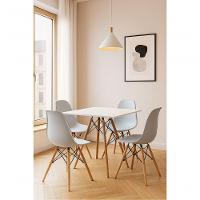 Conjunto Mesa Eiffel Quadrada 90cm Branca Com 4 Cadeiras – Design Moderno E Conforto! - 1