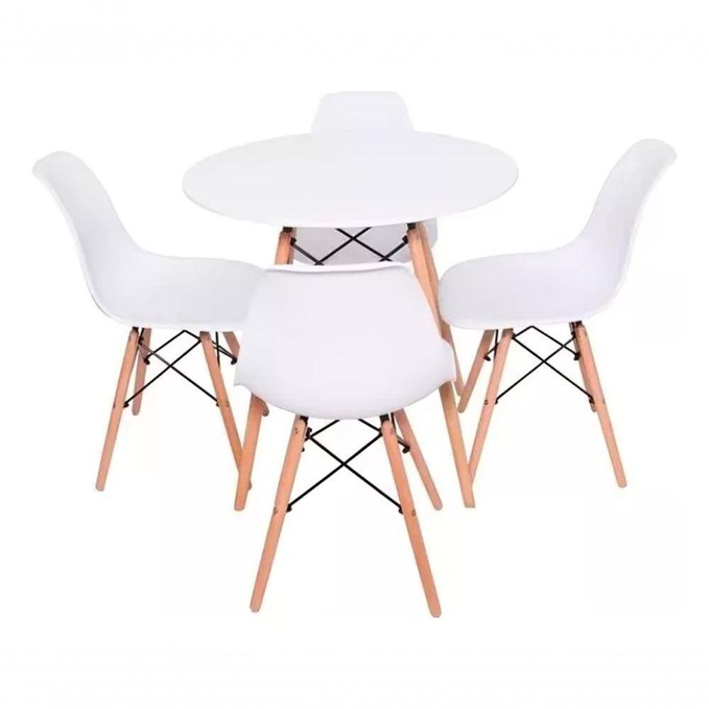Jogo Mesa Eiffel 80cm Com 4 Cadeiras Ergonômicas Estilo Que Encanta! Cor Branco - 10