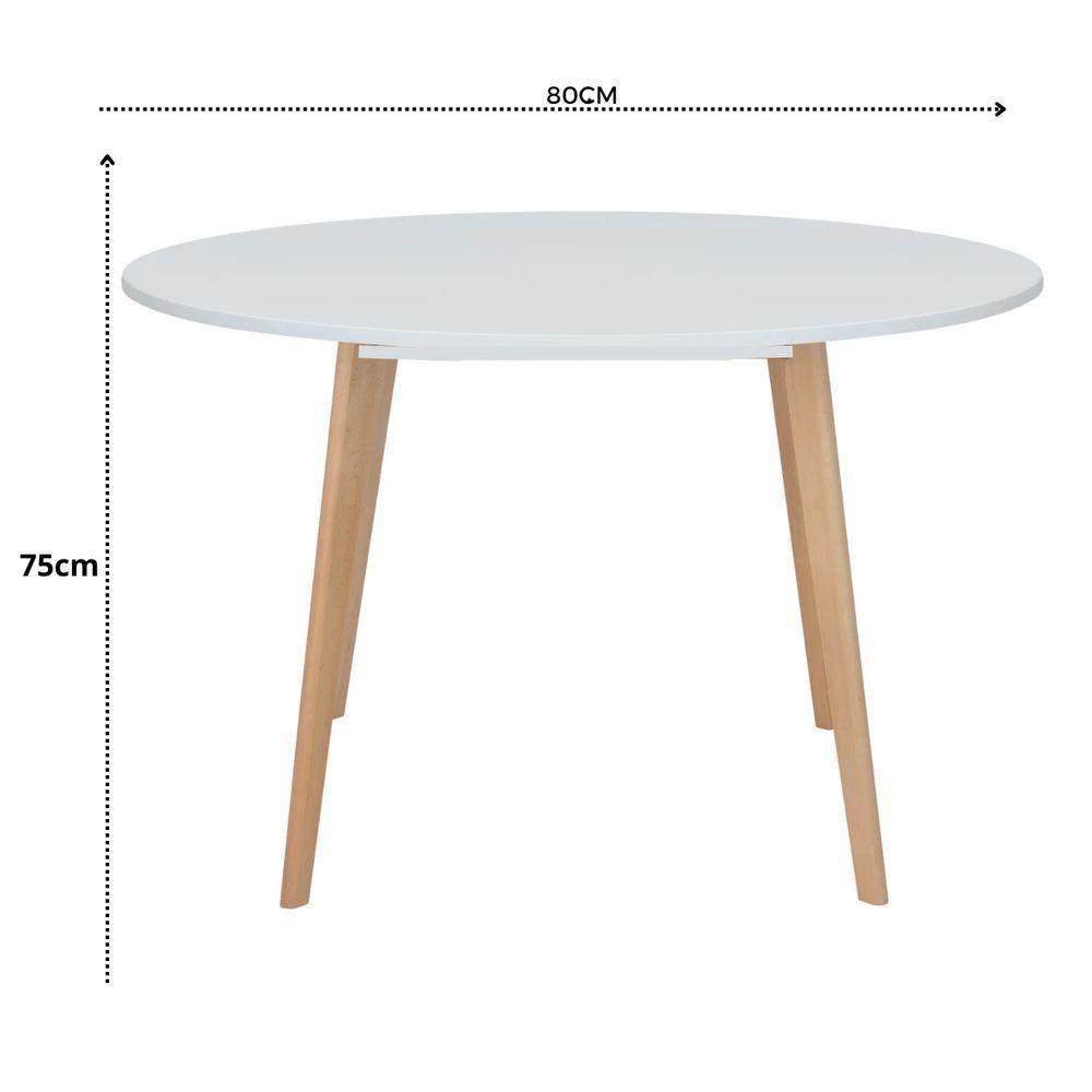 Conjunto Mesa 80cm Branca Mdf Com 4 Cadeiras Estofadas Bege – Perfeita Para Ambientes Modernos - 7