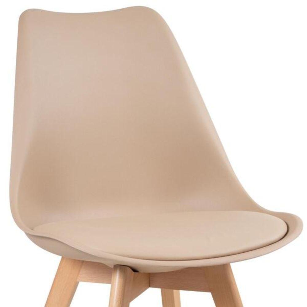 Conjunto Mesa 80cm Branca Mdf Com 4 Cadeiras Estofadas Bege – Perfeita Para Ambientes Modernos - 8