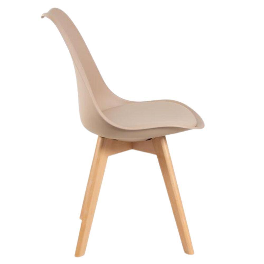 Conjunto Mesa 80cm Branca Mdf Com 4 Cadeiras Estofadas Bege – Perfeita Para Ambientes Modernos - 9