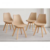 Conjunto Mesa 80cm Branca Mdf Com 4 Cadeiras Estofadas Bege – Perfeita Para Ambientes Modernos - 2