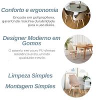 Conjunto Mesa 80cm Branca Mdf Com 4 Cadeiras Estofadas Bege – Perfeita Para Ambientes Modernos - 5