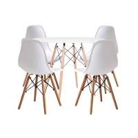 Jogo Sala Jantar Cozinha Mesa 90cm Elegante Eiffel Eames E 4 Cadeiras Eiffel Cor Branco - 3