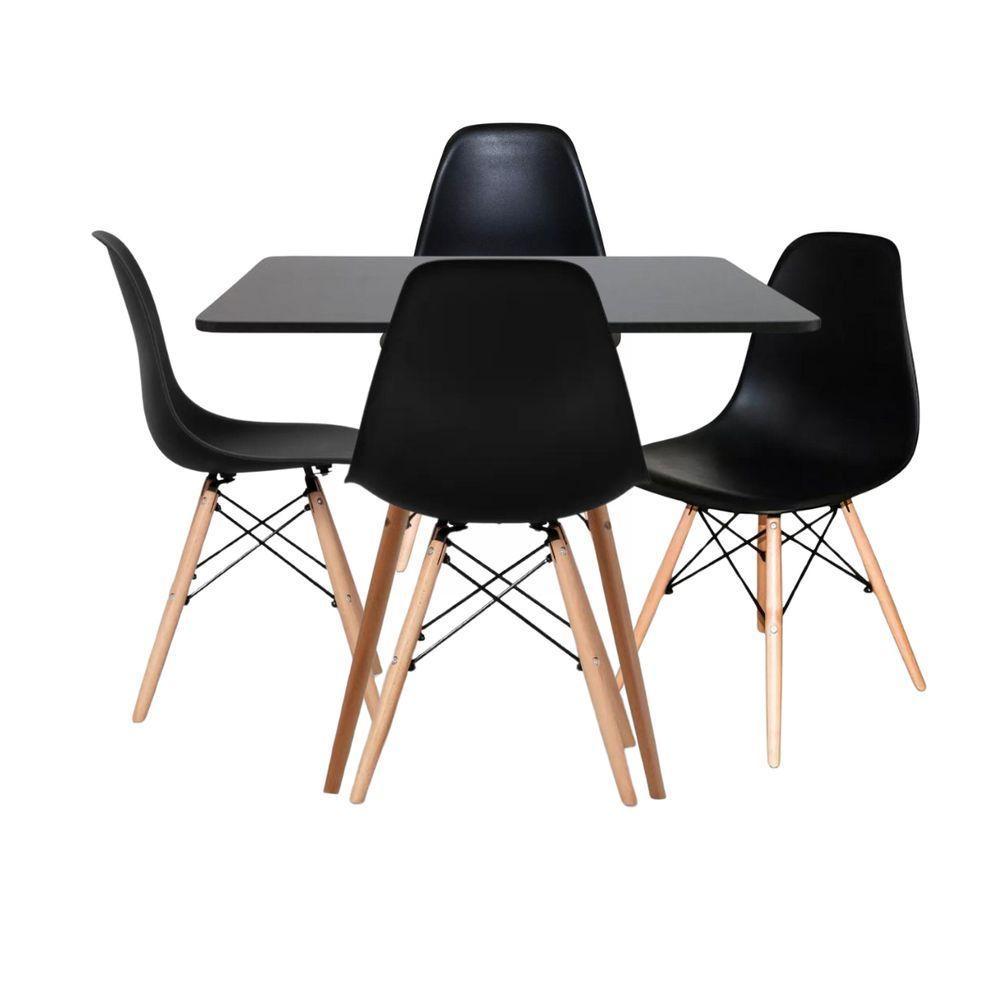 Deixe Sua Casa Moderna! Mesa Eiffel Quadrada 80cm Preta E 4 Cadeiras Eiffel Preta Com Design Elegante - 2