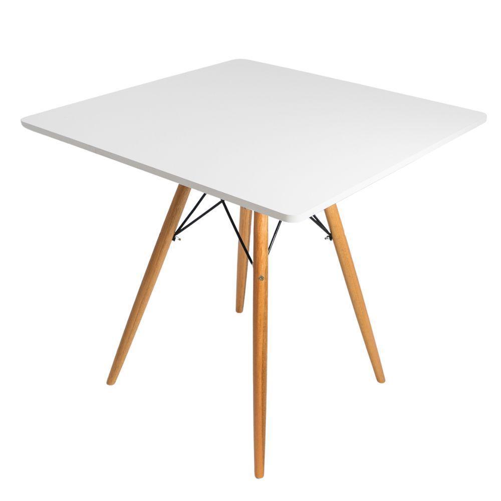 Mesa Moderna Eiffel Branca Quadrada 90cm E 04 Cadeiras Eiffel Eames Branca - 9
