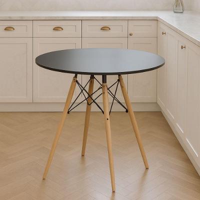 Mesa Desing Elegante Moderno Eiffel Eames 70cm Redonda Cor Preto