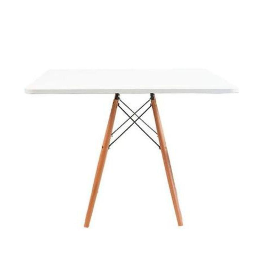 Mesa Eiffel Elegante Quadrada Cor Branco 90cm Com 4 Cadeiras Leda Saarinen Wood Cor Preto - 7