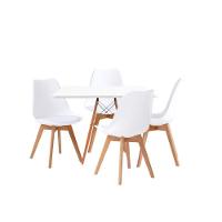 Mesa Jantar Eiffel Elegante Quadrada 90cm E 4 Cadeiras Leda Saarinen Cor Branco - 3