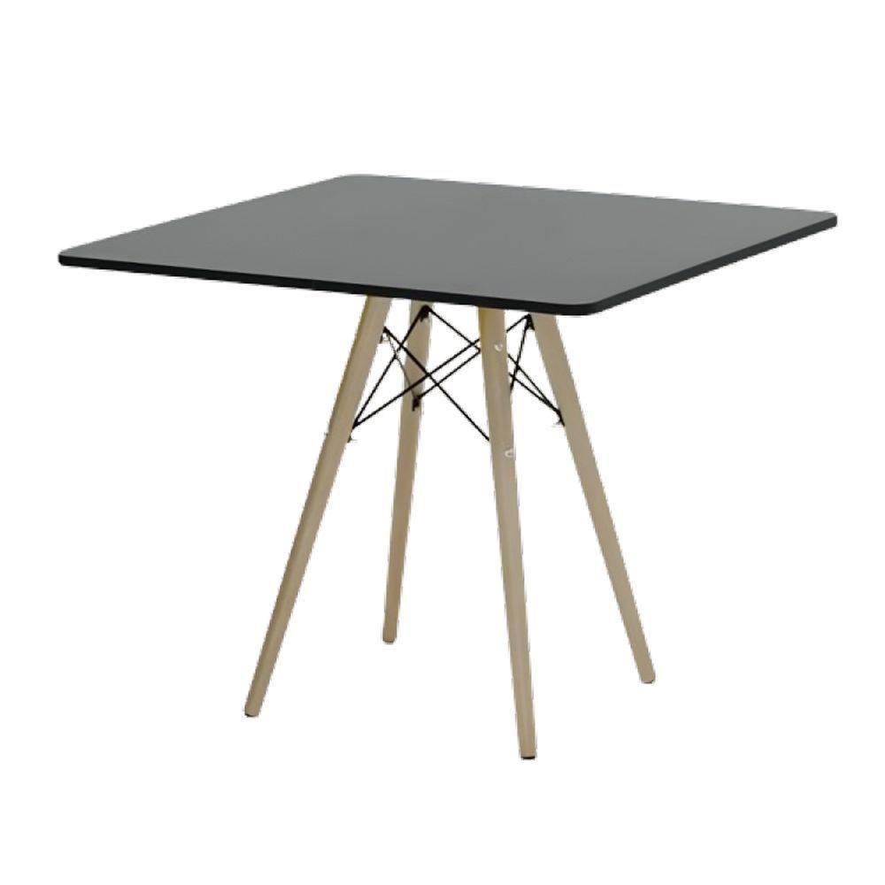 Mesa De Jantar Quadrada Desing Elegante Moderno Eiffel Wood Preta 80 Cm. - 2
