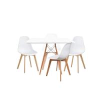 Mesa Cozinha Moderna Sala Jantar Leda Quadrada 90cm Com 4 Cadeiras Leda Wood Elegante Cor Branco - 3