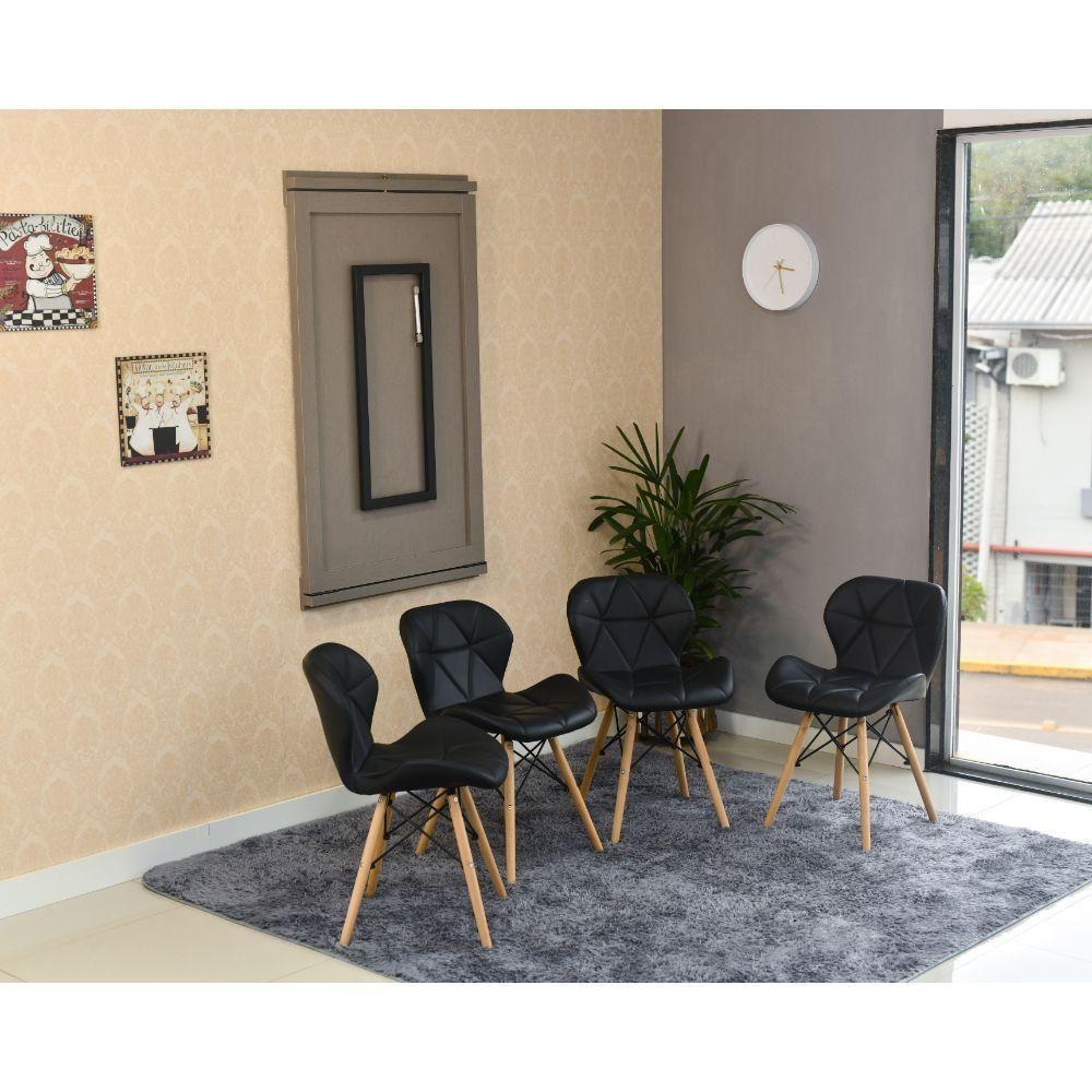 Conjunto Mesa Dobrável Retrátil 120x75 Volpi e 4 Cadeiras Slim Preta - 4