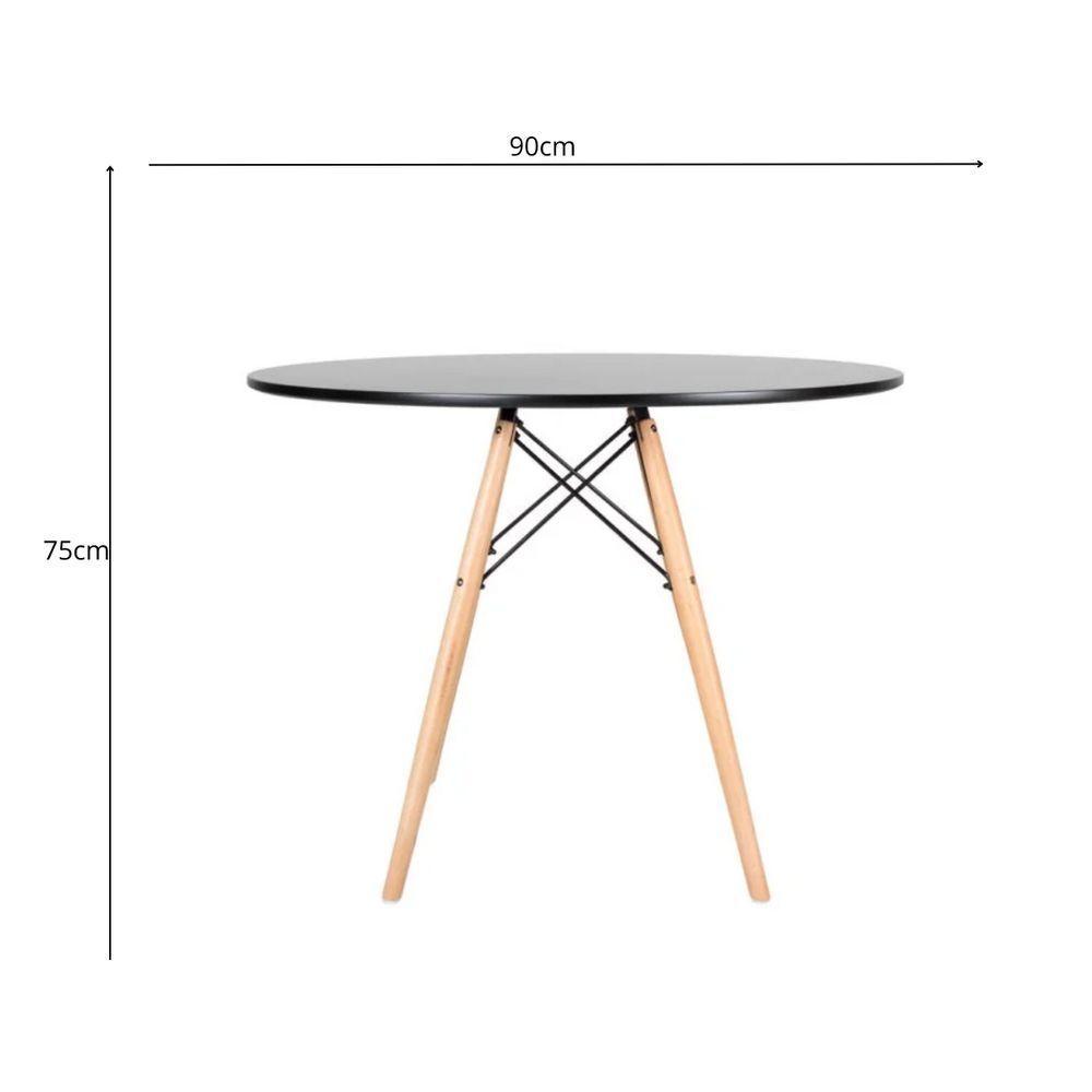 Mesa Elegante Eiffel Eames Redonda 90cm Mdf Alta Qualidade Moderna Cor Preto - 6