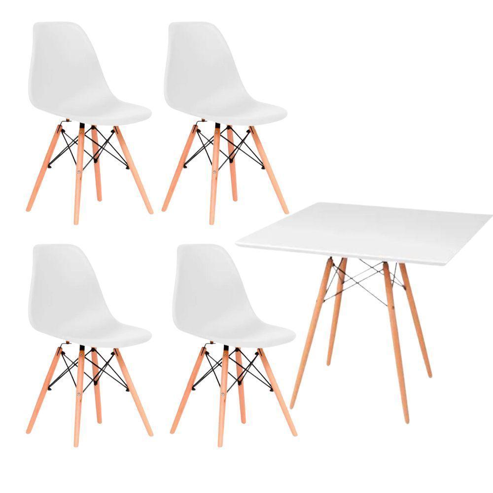 Conjunto Mesa De Jantar Quadrado Eiffel 80cm Branca E 4 Cadeiras Charles Eames Branca. - 2