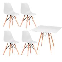 Conjunto Mesa De Jantar Quadrado Eiffel 80cm Branca E 4 Cadeiras Charles Eames Branca. - 2
