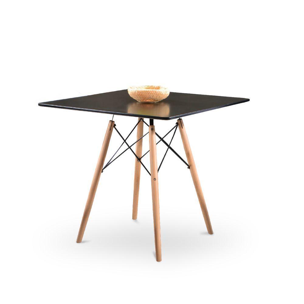 Mesa Moderna Quadrada Eiffel Eames 90cm Preta E 4 Cadeira Leda Ergonomica Moderna Branca - 7