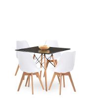 Mesa Moderna Quadrada Eiffel Eames 90cm Preta E 4 Cadeira Leda Ergonomica Moderna Branca - 3