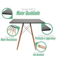 Mesa Moderna Quadrada Eiffel Eames 90cm Preta E 4 Cadeira Leda Ergonomica Moderna Branca