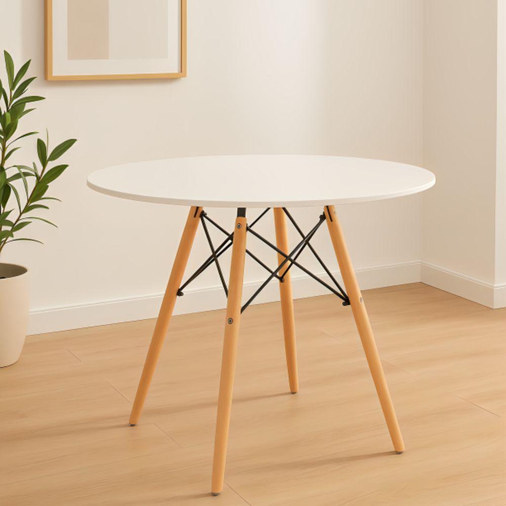 Mesa Sofisticada Eiffel Eames Redonda 80cm Desing Moderno Elegance Cor Branco - 1