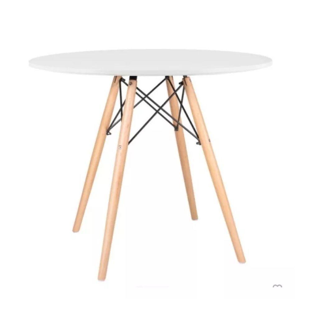 Mesa Moderna Eiffel Eames Tampo Em Madeira Mdf 90cm Branca - 3